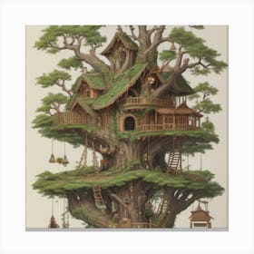 A stunning tree house that is distinctive in its architecture 7 Canvas Print