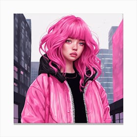 Pink Haired beauty Canvas Print