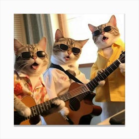 Cats Playing Guitar Canvas Print