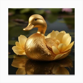 Luxurious Golden Duck In Water Canvas Print