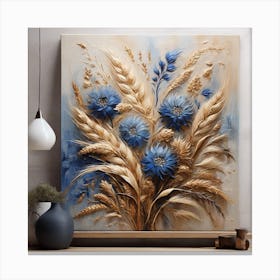 Pattern with Wheat and cornflowers flowers 1 Canvas Print