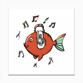 Fish With Music Notes Canvas Print