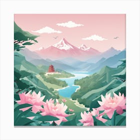Chinese Landscape Low Poly (24) Canvas Print