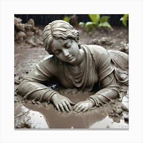 Statue In Mud 1 Canvas Print