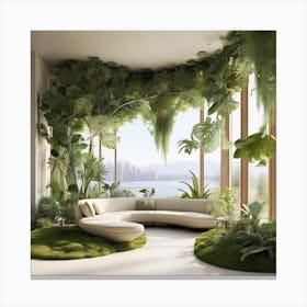 Living Room With Plants 1 Canvas Print