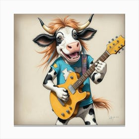 Cow Playing Guitar 12 Canvas Print