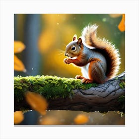 Squirrel In Autumn 4 Canvas Print