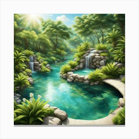 Waterfall In The Forest 82 Canvas Print