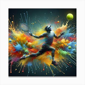 Tennis Player With Colorful Splashes Canvas Print