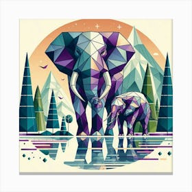 Duo Elephants In The Forest Canvas Print