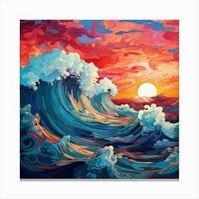 Ocean Waves At Sunset 1 Canvas Print