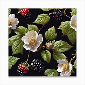 Bramble Blossom and Blackberries Canvas Print
