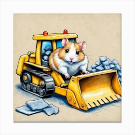 Hamster In Bulldozer Canvas Print