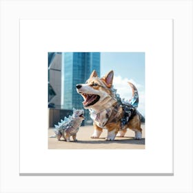 Dog Dressed As A Dinosaur Canvas Print