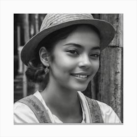 Black And White Portrait Of A Young Woman Canvas Print