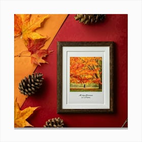 An Autumnal Scene Captured In Ultra Realistic Detail Showcases A Leaf Of Vibrant Orange Hue Profoun (7) 1 Canvas Print