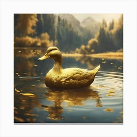 Golden Duck In A Lake Canvas Print