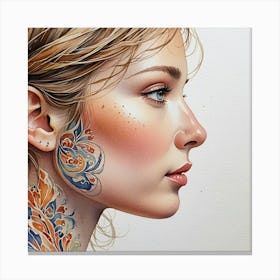 Portrait Of A Woman With Tattoos Canvas Print