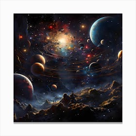 Space Landscape With Planets Canvas Print