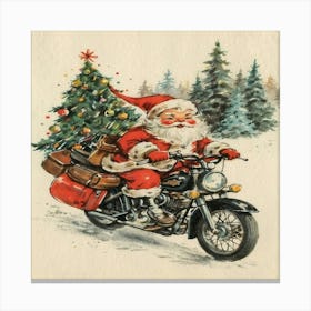 Santa Claus On Motorcycle Canvas Print