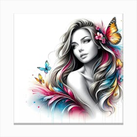 Girl With Butterflies Canvas Print