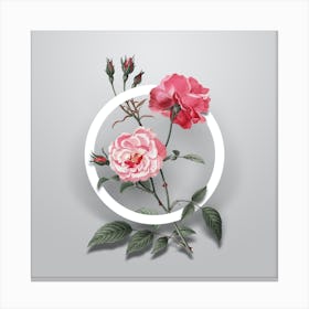 Vintage Ever Blowing Rose Minimalist Floral Geometric Circle on Soft Gray n.0131 Canvas Print