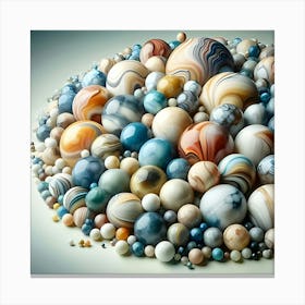 Different Sizes And Color Marbles Display As Abstract Art Canvas Print