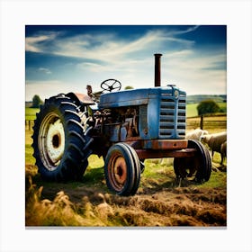 Old Tractor In A Field 1 Canvas Print