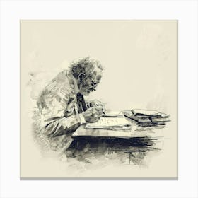 Old Man Writing 1 Canvas Print