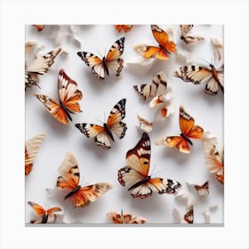 Butterflies On A White Background 1 Canvas Print