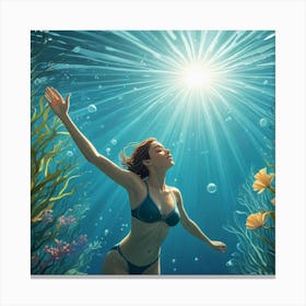 Swimming Art Print (11) Canvas Print