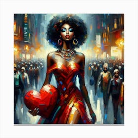 Afro-American Woman With Heart Canvas Print