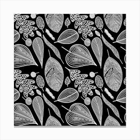 Leaves Flora Black White Nature Canvas Print