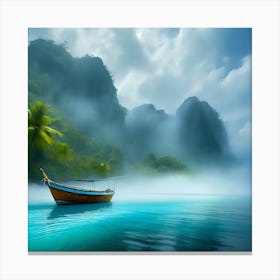 Firefly A Boat On A Beautiful Mist Shrouded Lush Tropical Island 76448 (2) Canvas Print