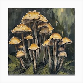 Mushrooms Fairycore Painting 2 Canvas Print