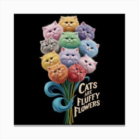 Cats And Fluffy Flowers Canvas Print