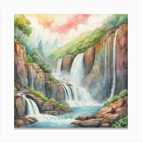 Waterfall Painting Canvas Print