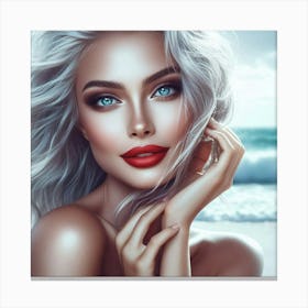 Beautiful Woman With Blue Eyes Canvas Print