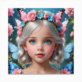 Fairy Girl With Butterfly Wings Canvas Print