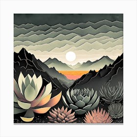 Firefly Beautiful Succulent Landscape With A Cinematic Mountain View Of A Dramatic Sunrise 27599 (3) Canvas Print