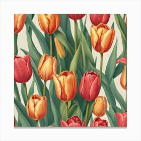 Tulips Seamless Pattern Canvas Print