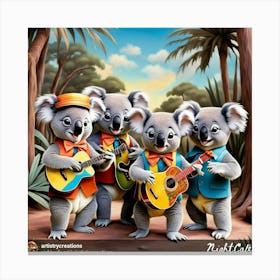 Koalas Playing Music Canvas Print