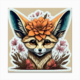 Fox With Flowers 6 Canvas Print