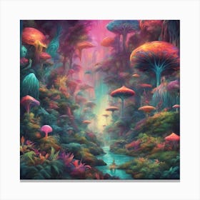 Imagination, Trippy, Synesthesia, Ultraneonenergypunk, Unique Alien Creatures With Faces That Looks (2) Canvas Print