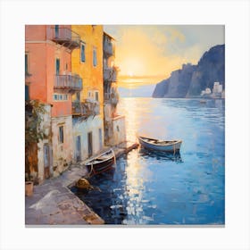 Romantic Reflections: Impressionist Beauty on Italian Waters Canvas Print