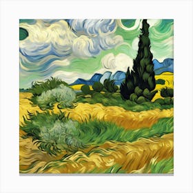 A Wheatfield With Cypresses, Vincent van Gogh 15 Canvas Print