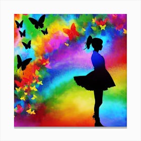 Silhouette Of A Girl With Butterflies 9 Canvas Print