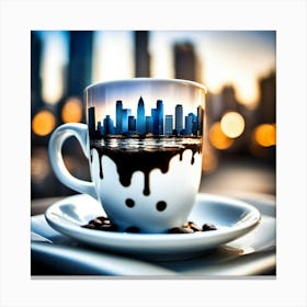 Coffee Cup Cityscape Canvas Print