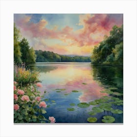 Sunset By The Lake 7 Canvas Print