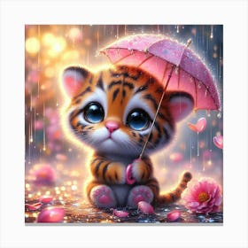 Tiger With Umbrella Canvas Print